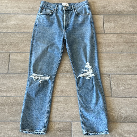 Agolde Riley High Rise Straight Crop in Whiplash Size: 27 - Picture 3 of 9